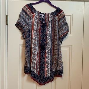 Red, White, and Blue Paisley Blouse